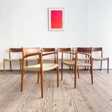 Chaises danoises en teck Mid-Century par Niels O. Møller # 77 & 57 Set de 8
