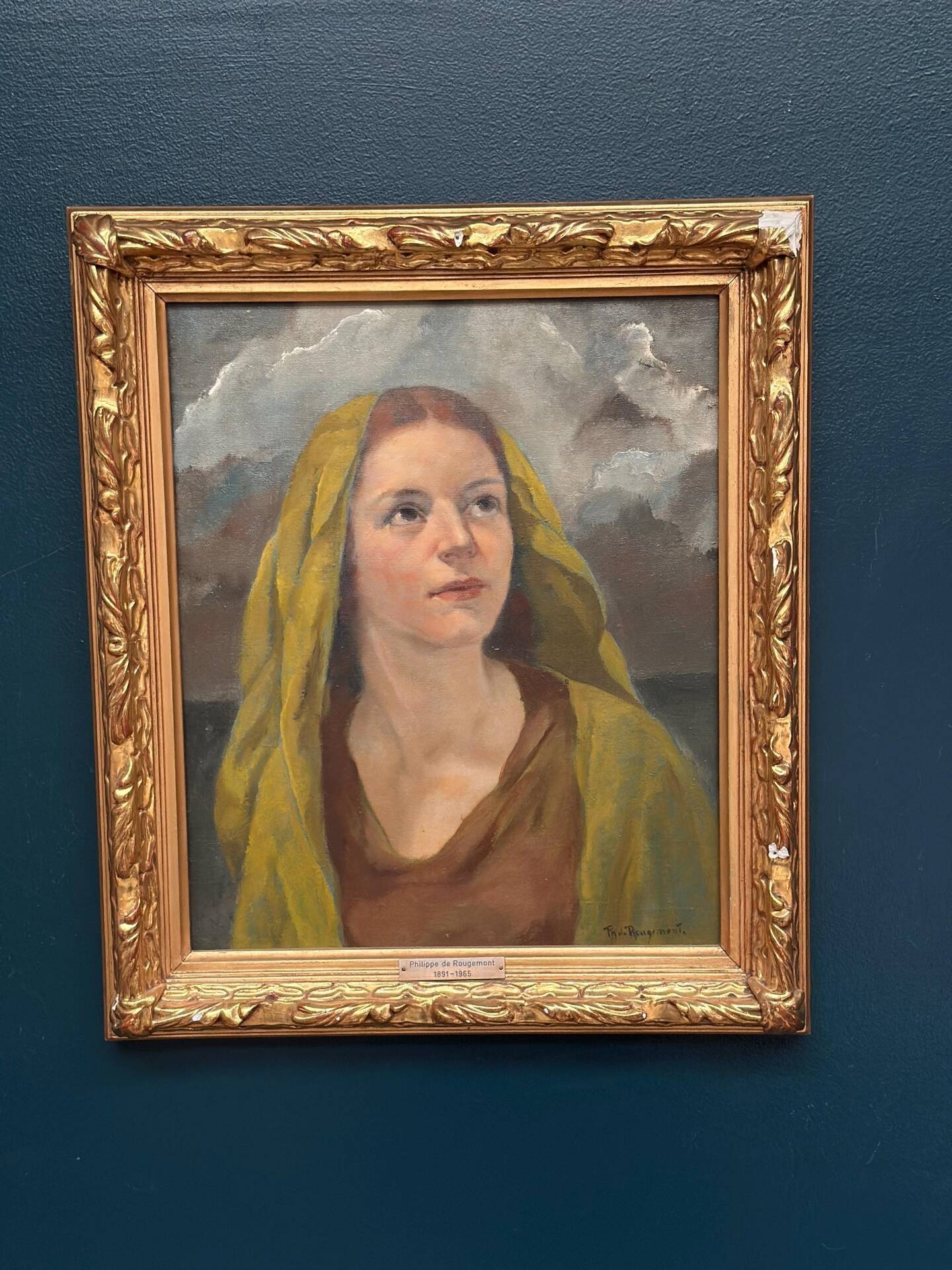 Huile sur toile française – “Madonna” par Philippe de Rougemont – Vintage