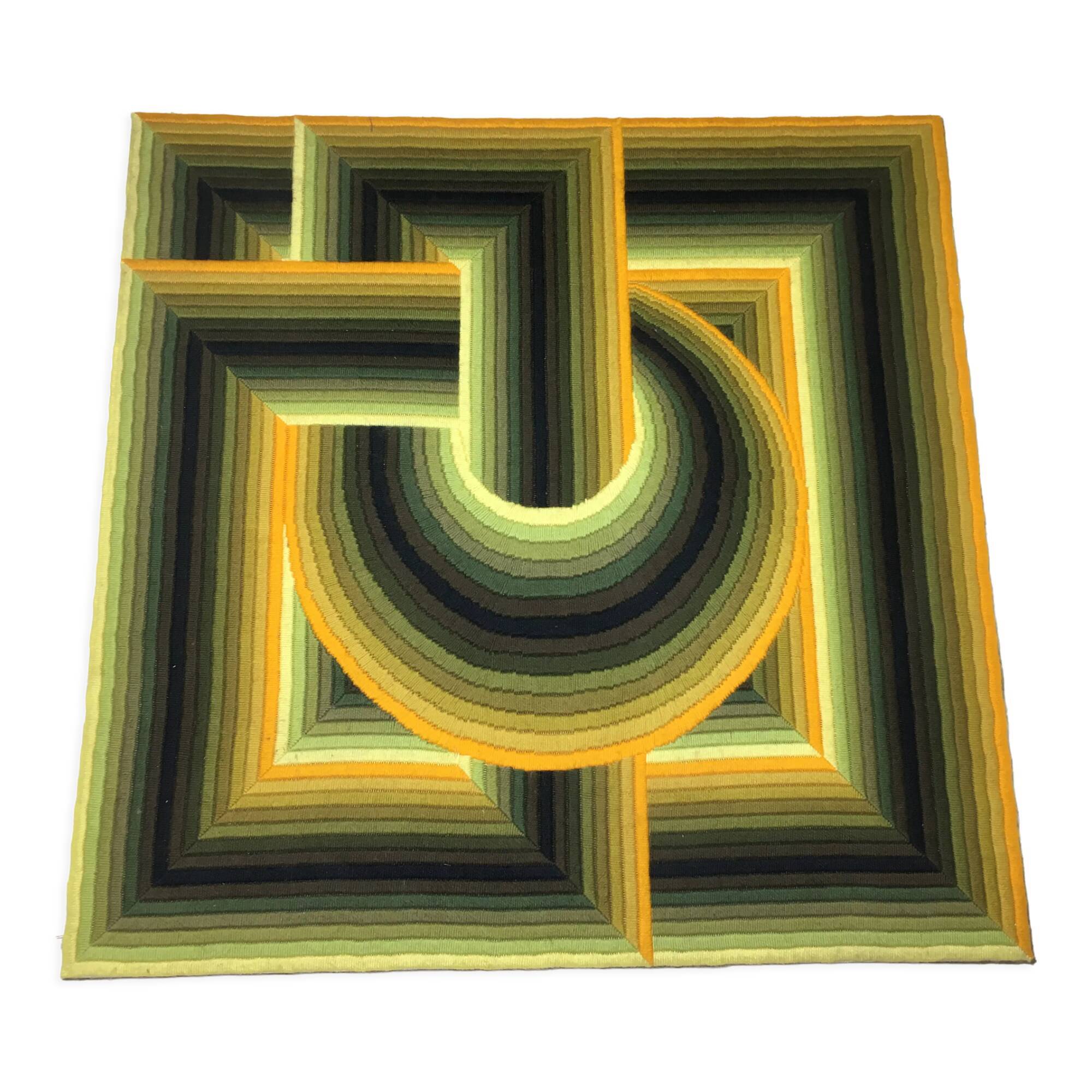 Tapisserie vintage cinétique Patrice Allard pop art 1970