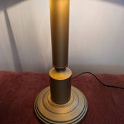 Brass lamp with asymmetrical velvet shade