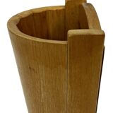 Vintage umbrella holder in oak basket storage design of the 1960s minimalist design