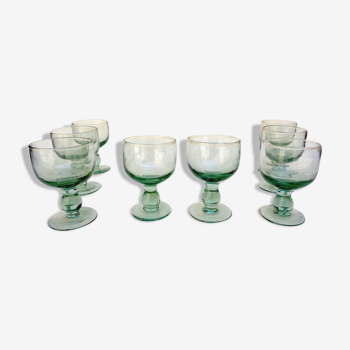 Set de 8 verres vintage vert d'eau