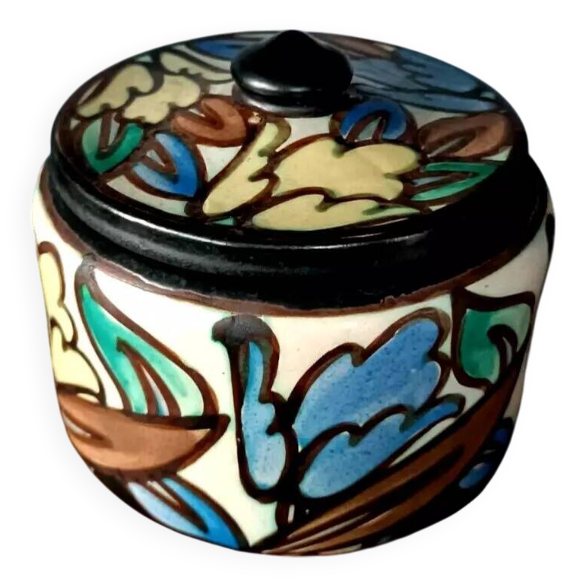 Ceramic vase with stopper + Montoise Bergen, Belgium, Art Deco 1920 1