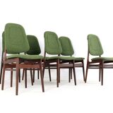 Ensemble de 6 chaises de salle à manger en teck hollandais design vintage