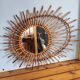 Asymmetrical sun mirror in rattan - vintage 1960s