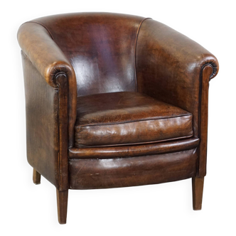 Fauteuil club en cuir de mouton