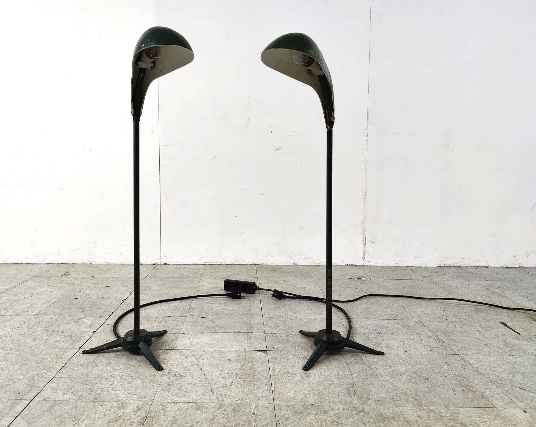 Pair of vintage metal floor lamps, 1970s
