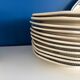 6 Longchamp France octagonal plates with blue lotus flower decorations