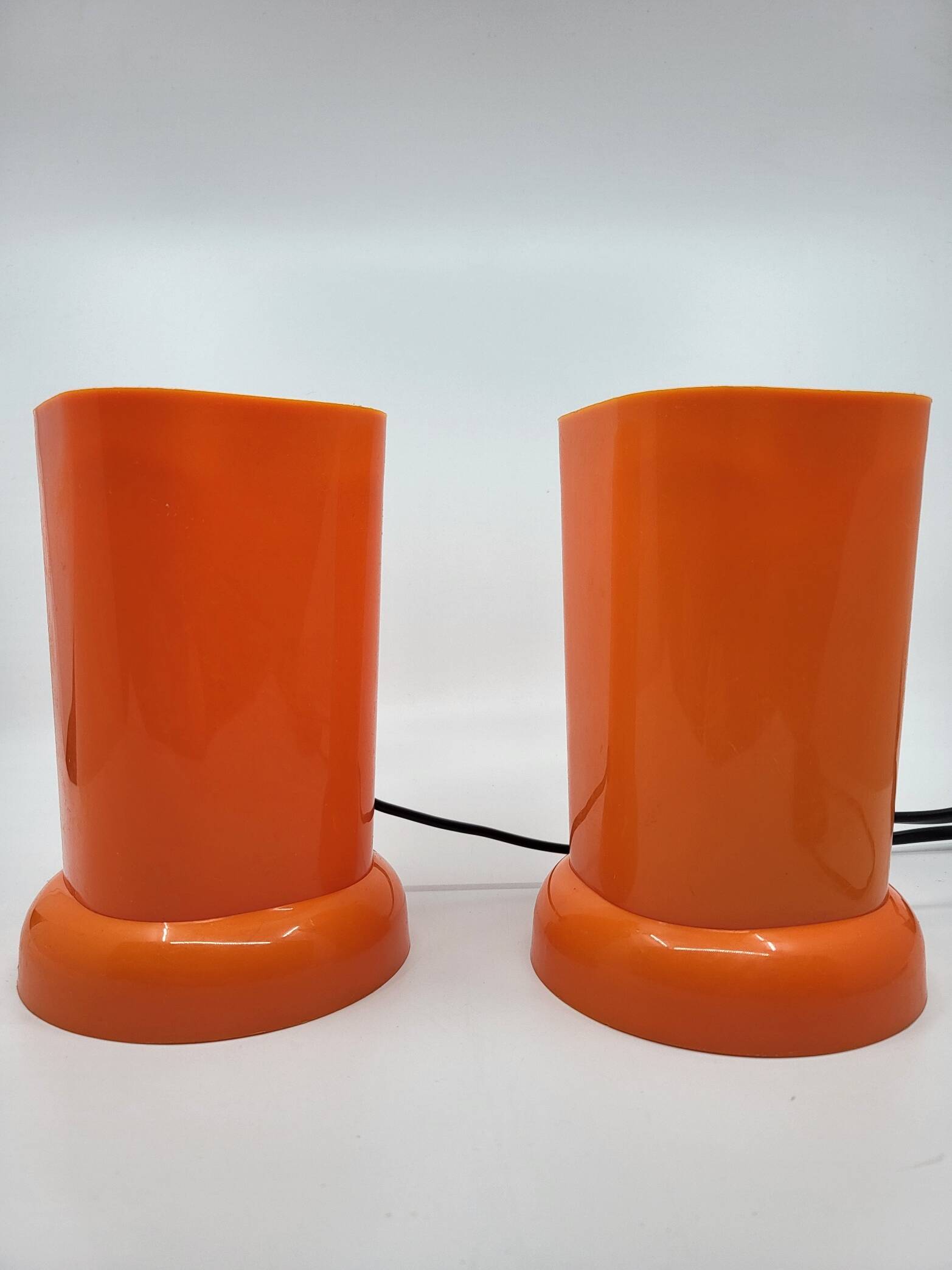 Designer lamp in orange plastic Space Age Vintage 1970 Vintage set of 2