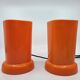 Designer lamp in orange plastic Space Age Vintage 1970 Vintage set of 2
