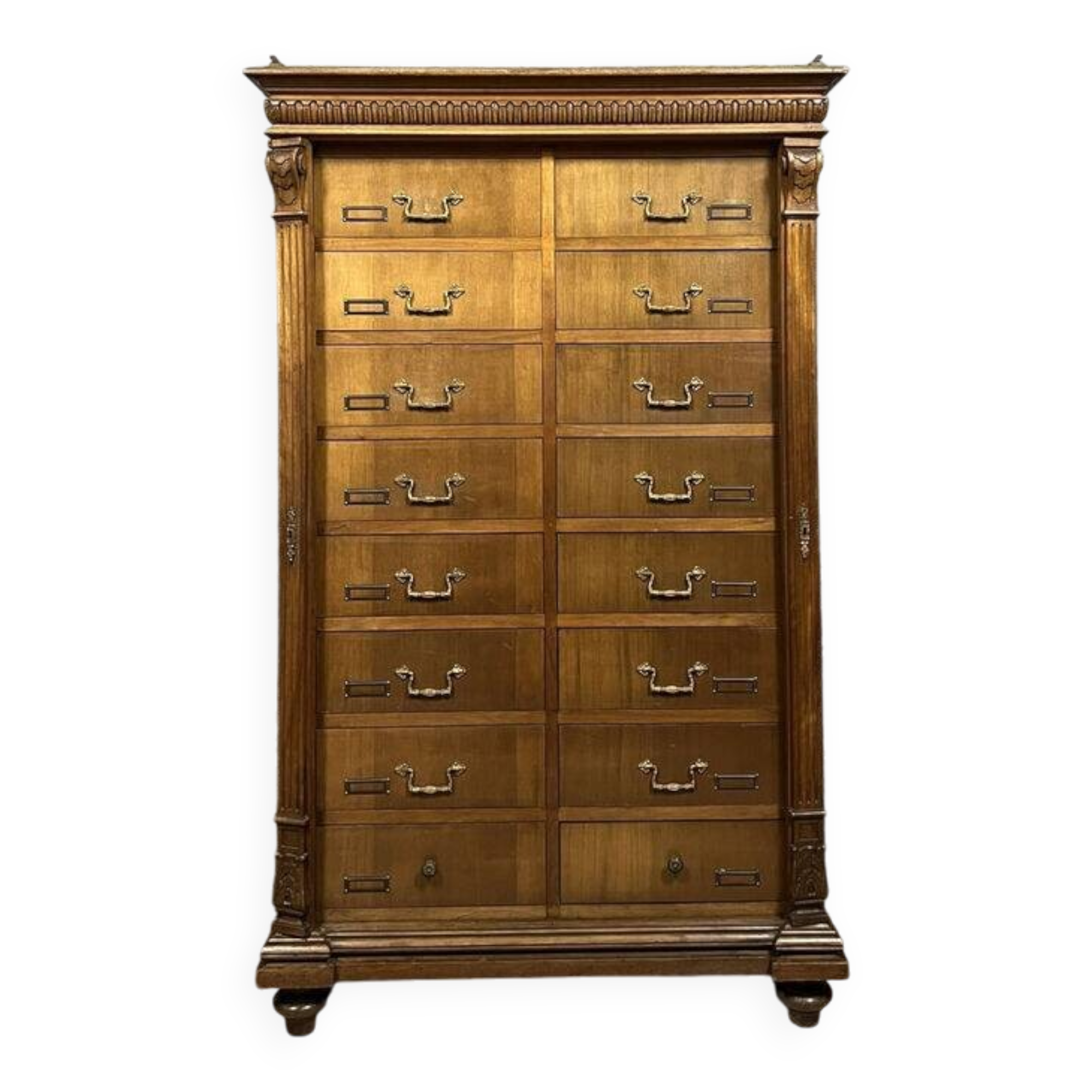 Notary cabinet with drawers in solid walnut, Napoleon III period, circa 1850
