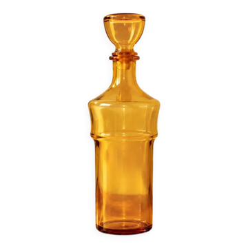 Carafe vintage en verre ambré avec bouchon assorti