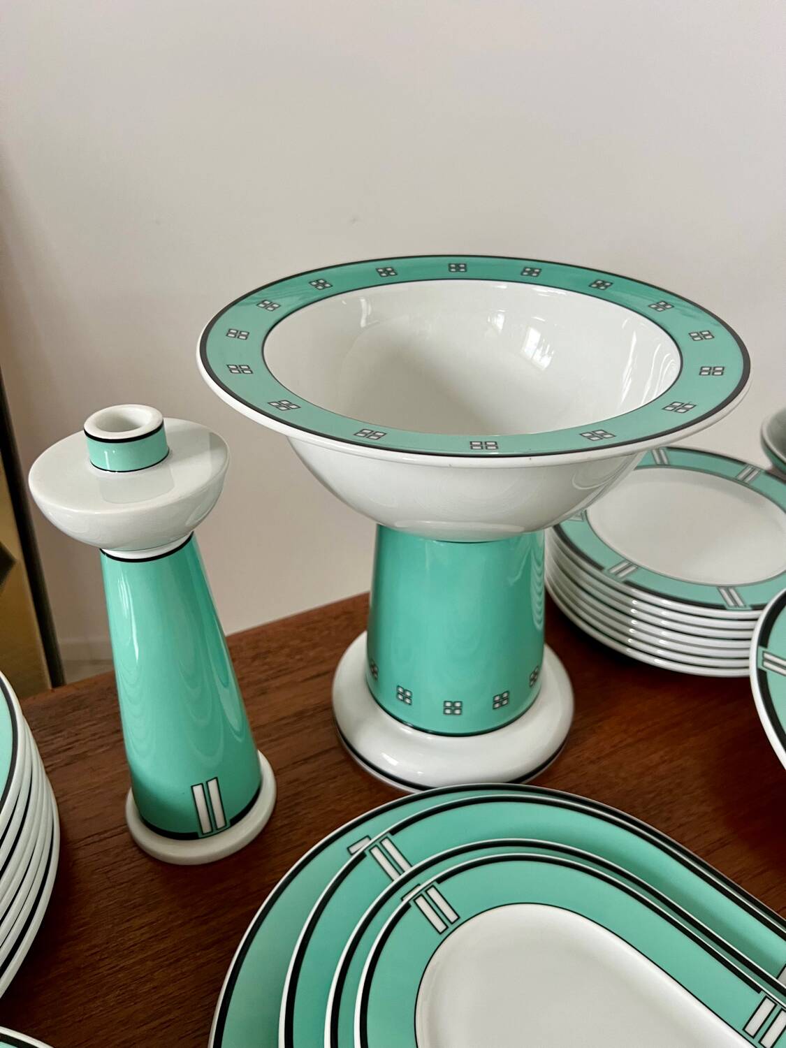 Vintage 72-piece tableware set Arzberg model Cult Focus postmodern bauhaus style