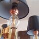 Vintage chandelier year 50 in brass and molded glass