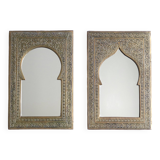 Pair of rectangular Moroccan brass mirrors, 1970s
