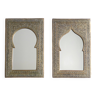Pair of rectangular Moroccan brass mirrors, 1970s