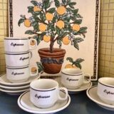 Set of 6 cups and vintage bistro plates