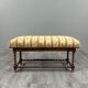 Antique Turned Wood Bench, Floral Tapestry Seat, 20th Century