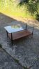 Coffee table in glass, wood and steel, mid-20th century.