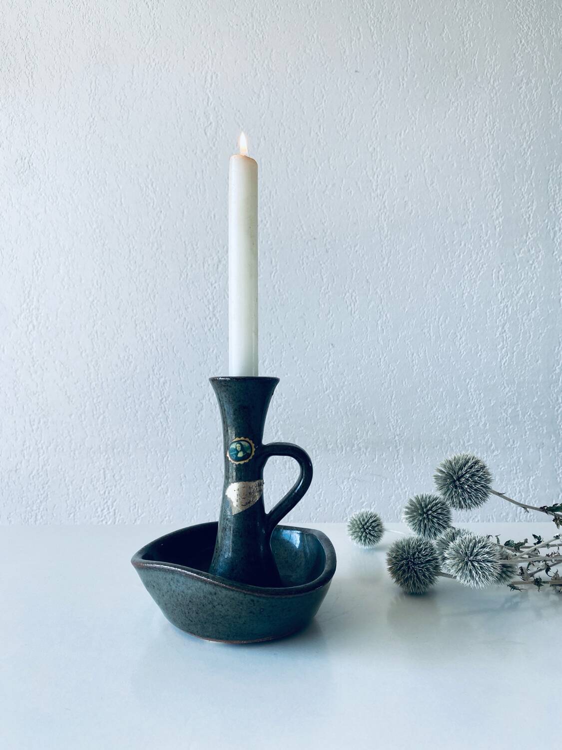 Stoneware candle holder