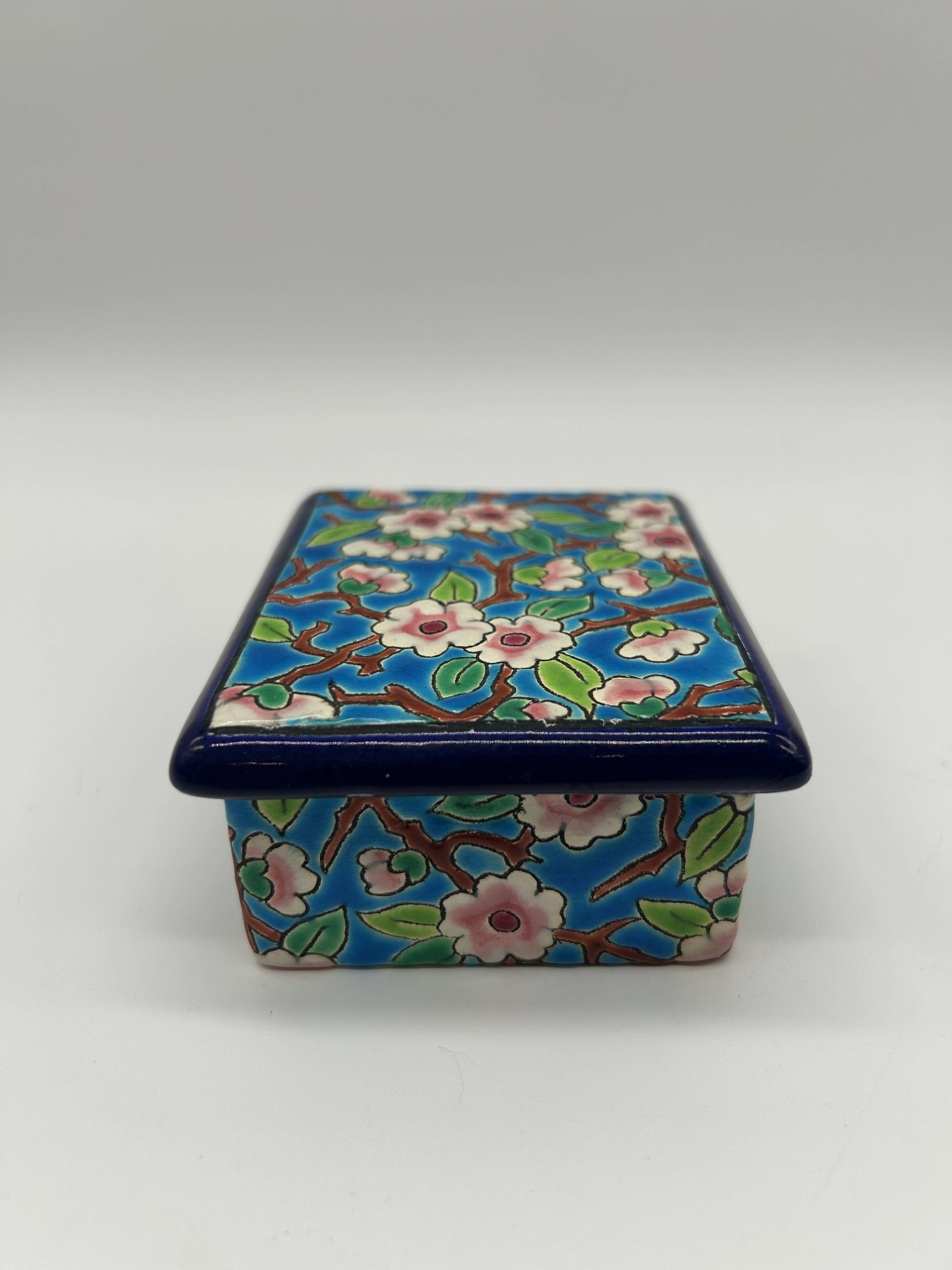 Bonbonnière in faience and Longwy enamels