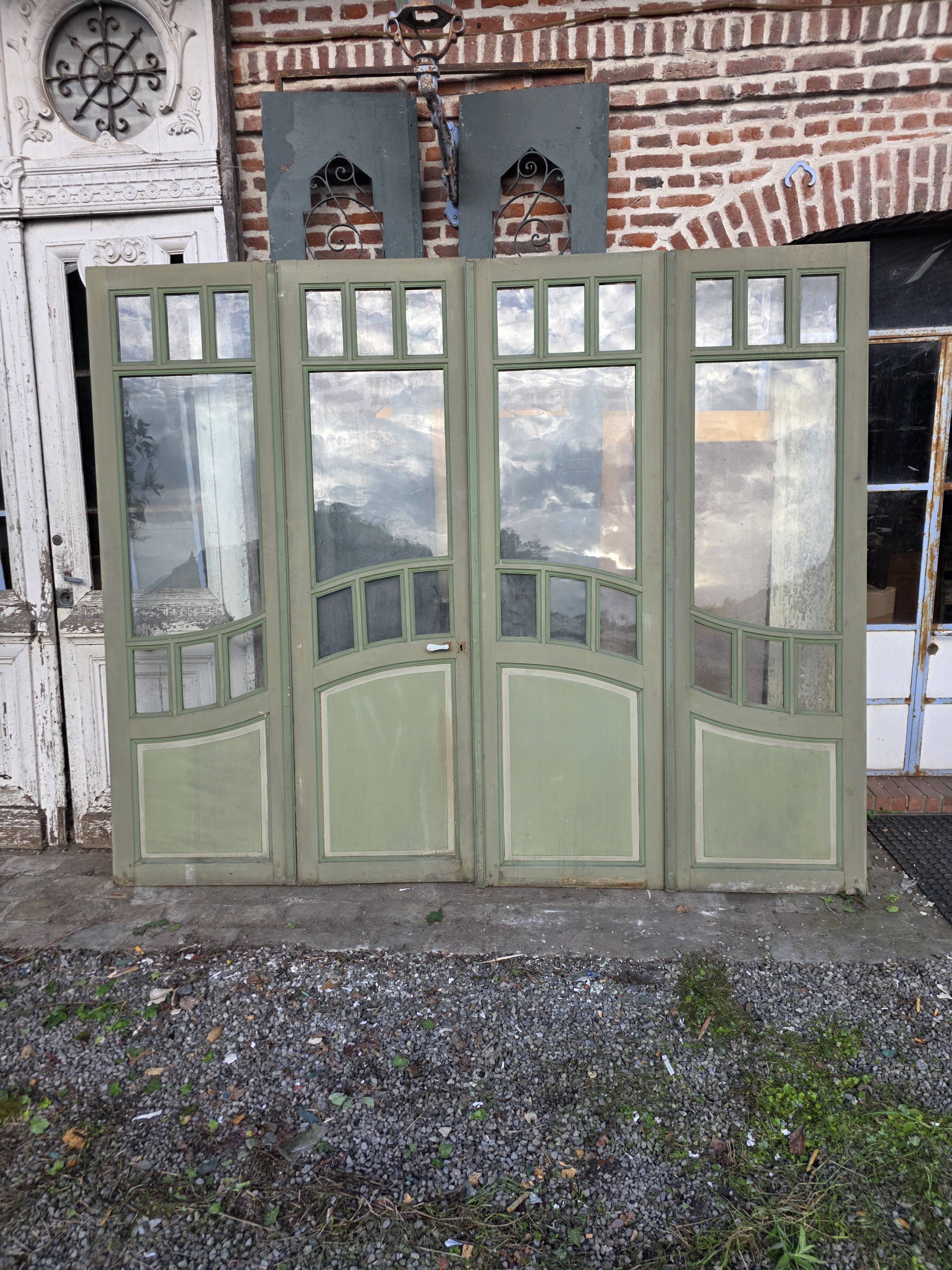 4 Art Nouveau partition doors + transom