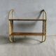 Wall shelf in wood and rattan from the 70s
