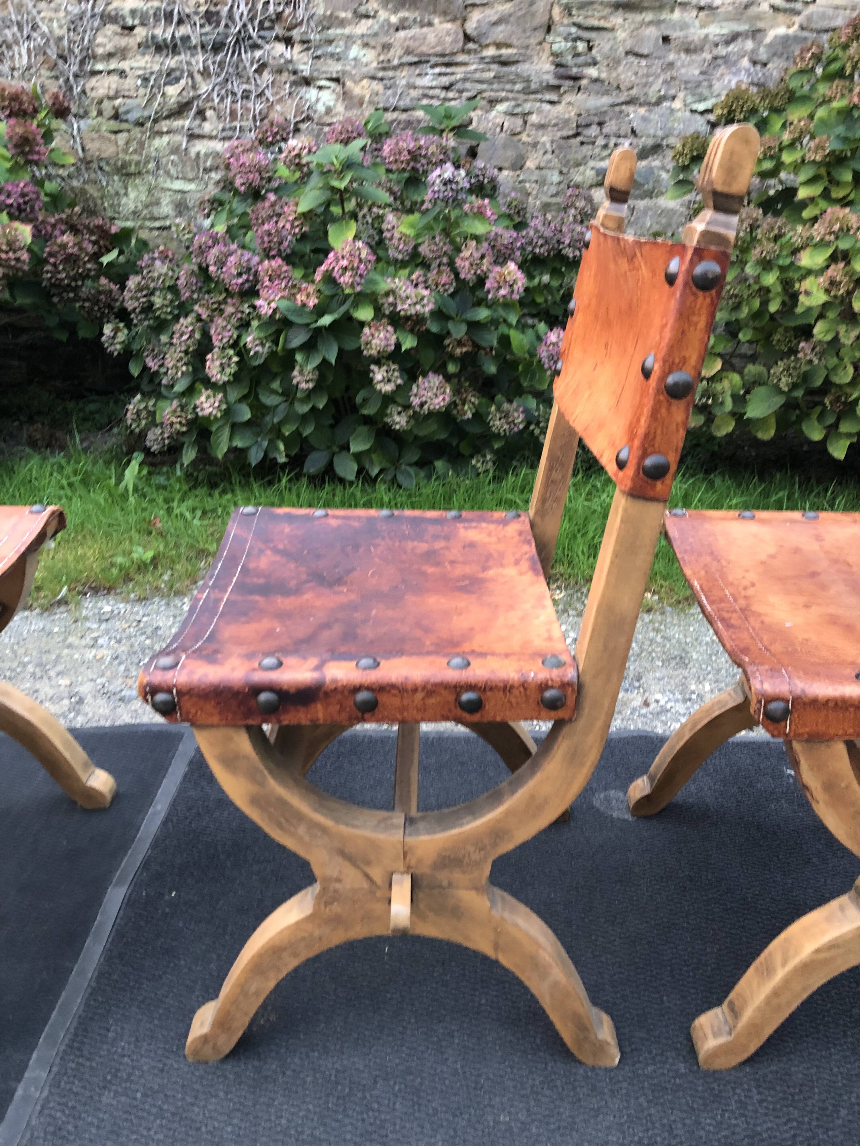 Set of 4 vintage brutalist chairs by Bram Sprij, Netherlands 1960s. in beech.