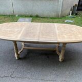 Renovated Round Oval Extendable Farmhouse Dining Table in Raw Wood 260cm