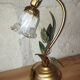 Lampe fleur vintage en laiton et verre