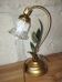 Lampe fleur vintage en laiton et verre