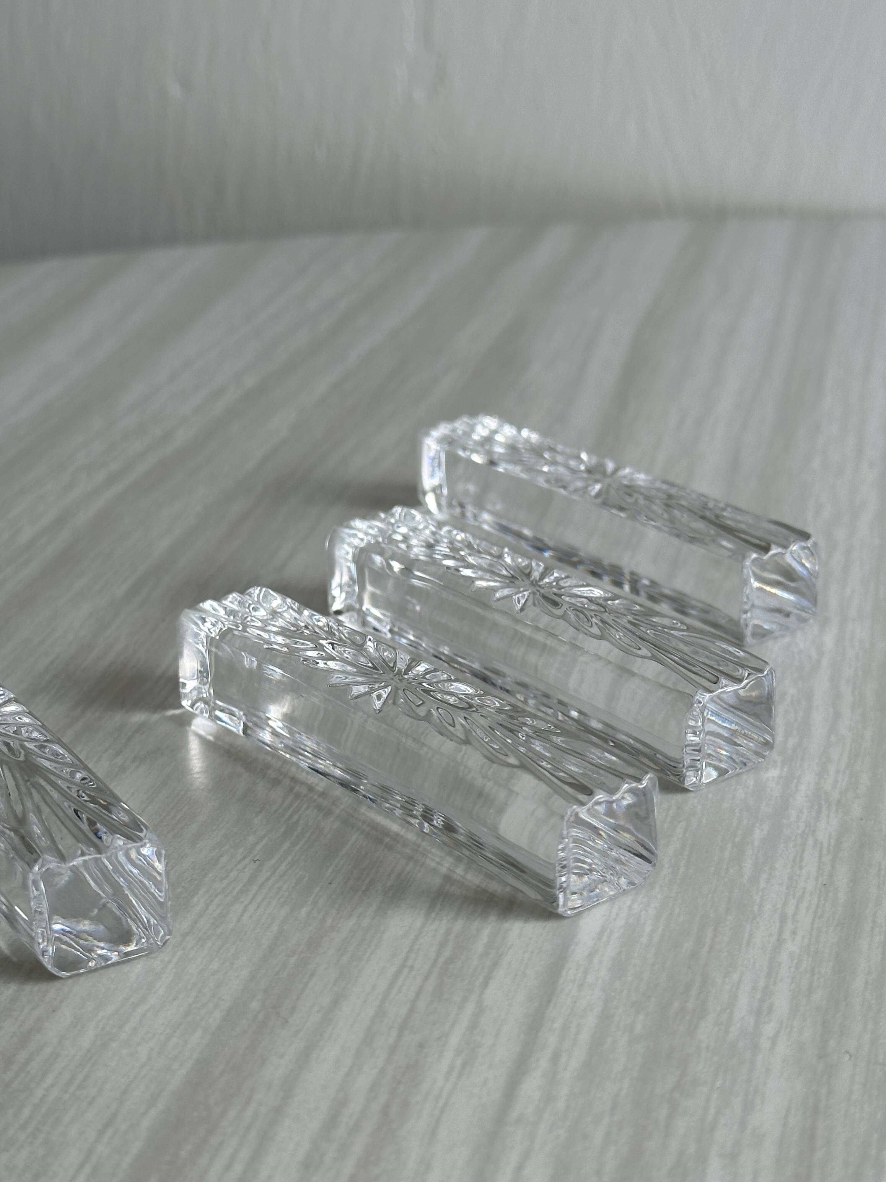 6 cut crystal knife holders, elegant table accessories