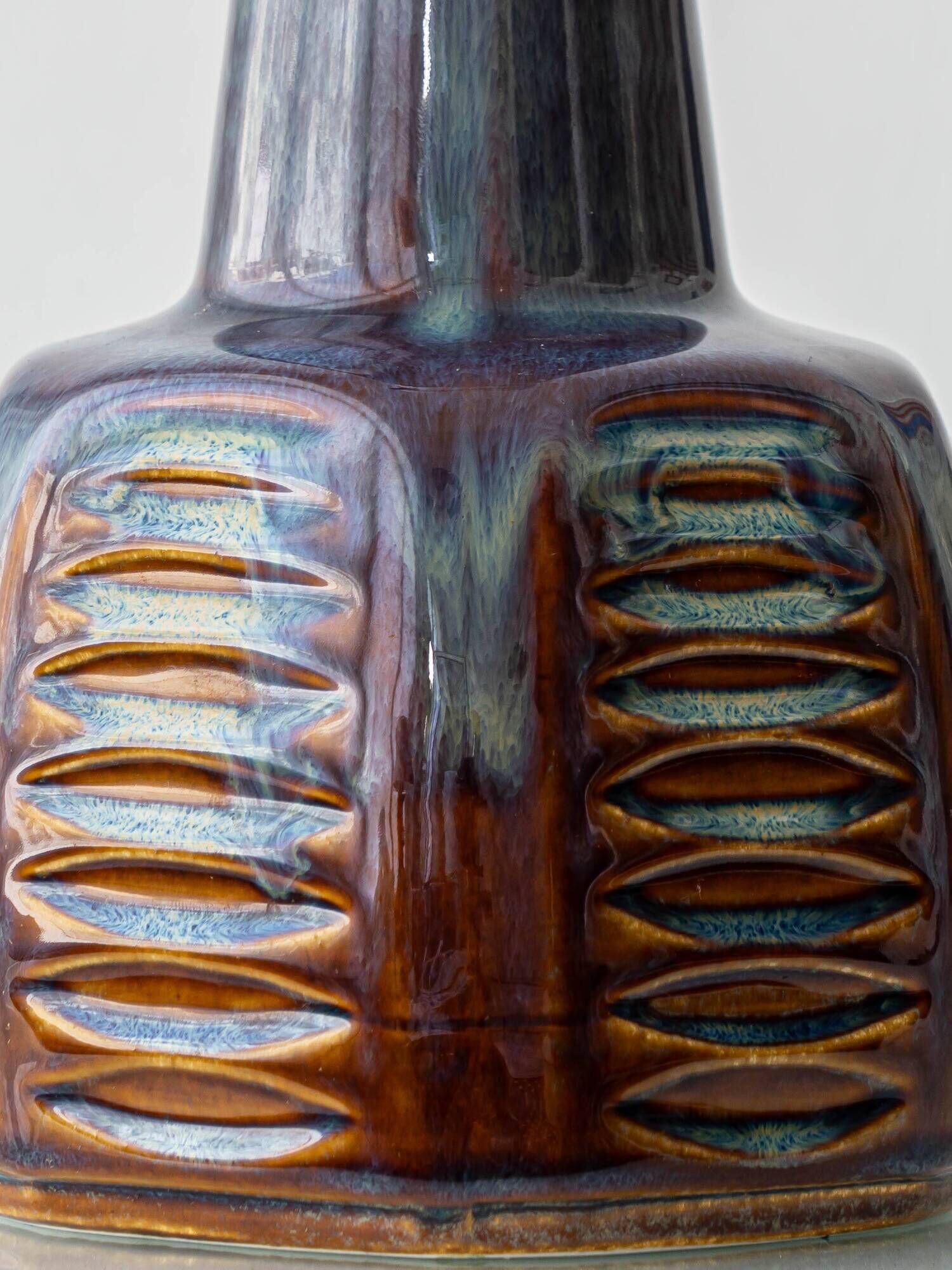 Søholm Danish Modern Stoneware Table Lamp, Brown and Blue Glaze, New Shade