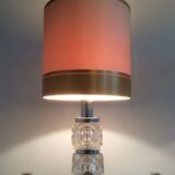 Pair of glass and chrome lamps. Circa 1970