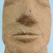 Anthropomorphic lamp foot depicting two faces terracotta design 80s