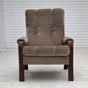 1970s, pair of Danish armchairs, brown furniture corduroy, beech wood.