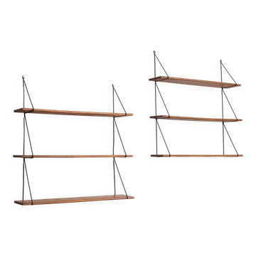 Set of minimalistic wooden shelving units