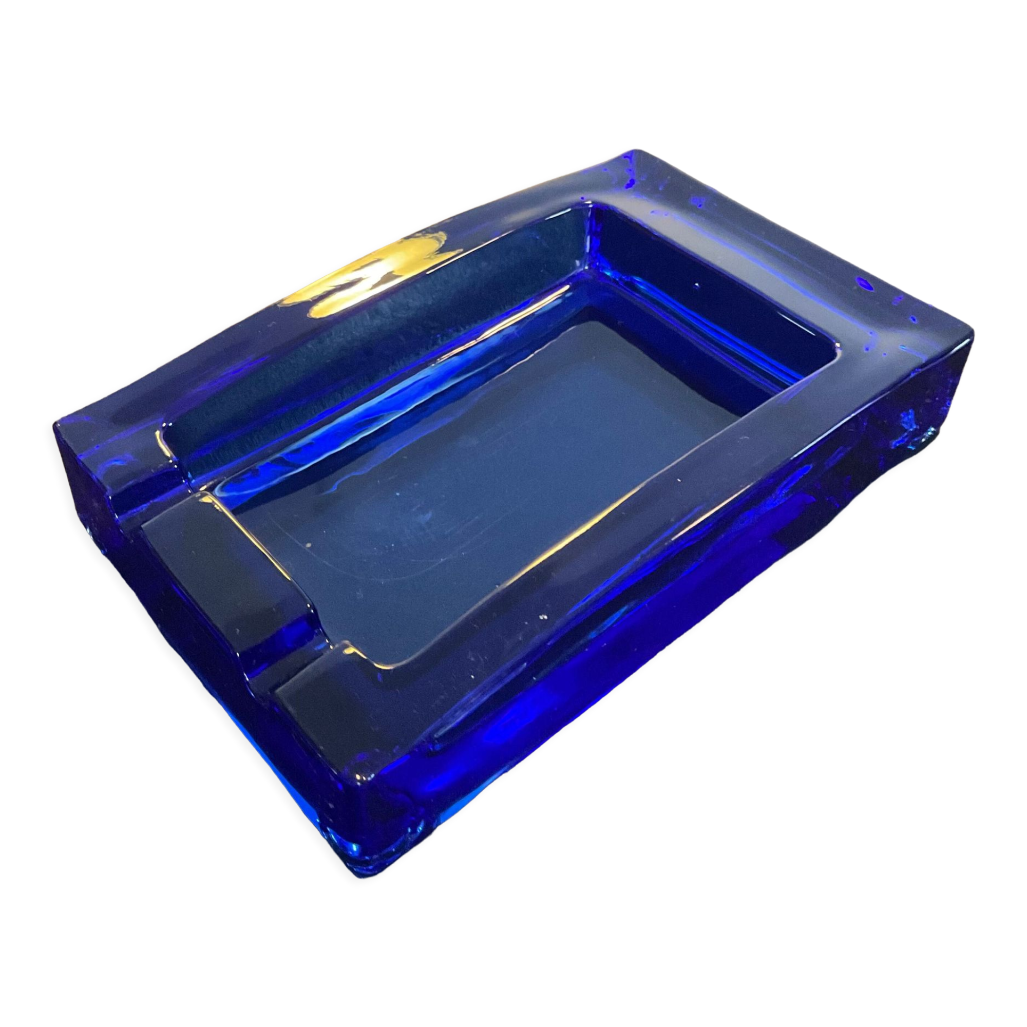 Ashtray in blue glass paste