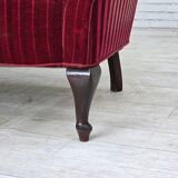 1950s, Danish 2-seater sofa, red furniture velour, ash wood legs.