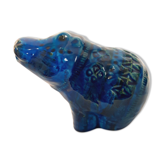 Hippopotame vintage, design Aldo Londi pour Bitossi, série bleue Rimini.