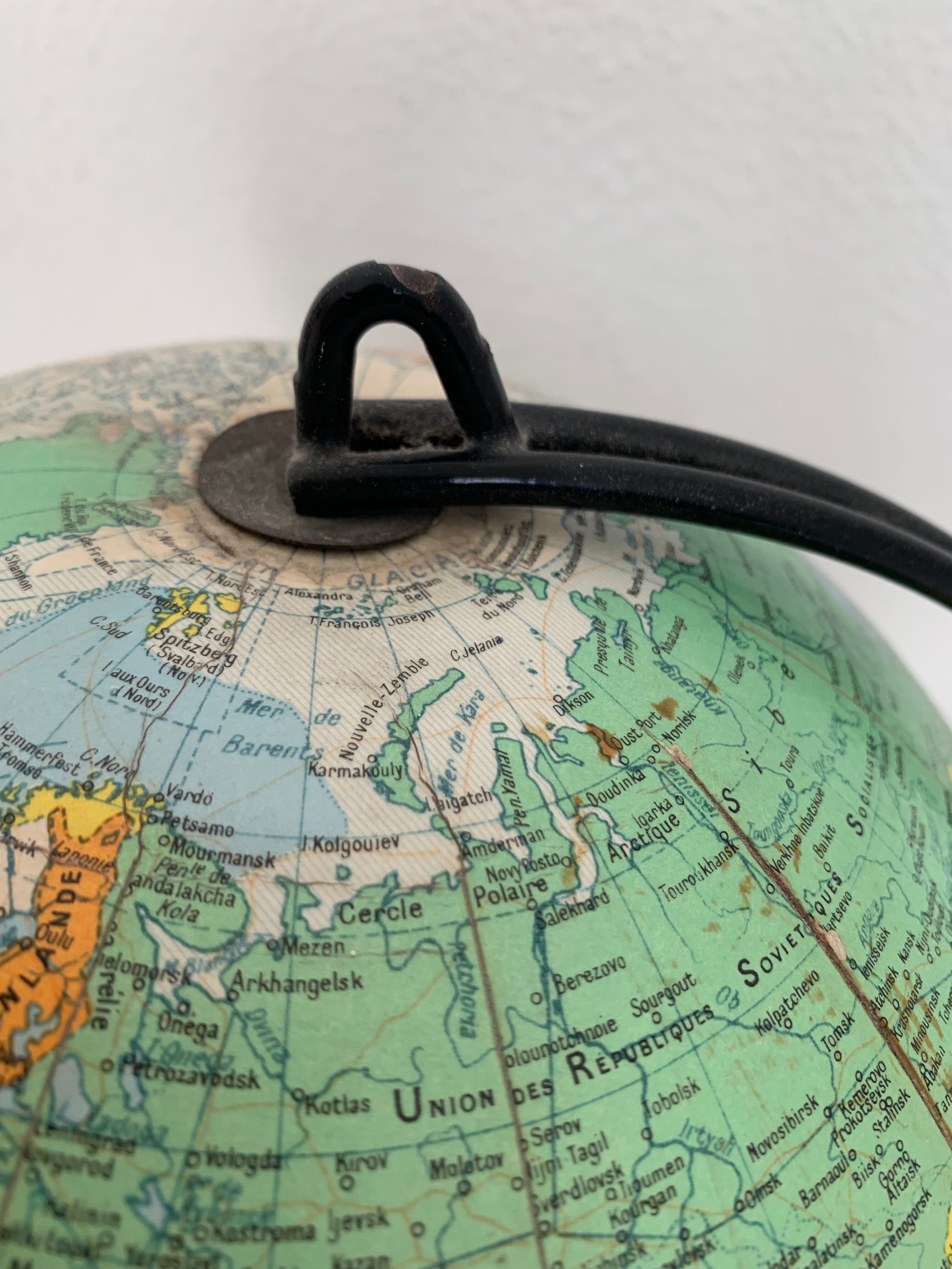 Vintage 1960 Girard Barrère world map globe - 33cm