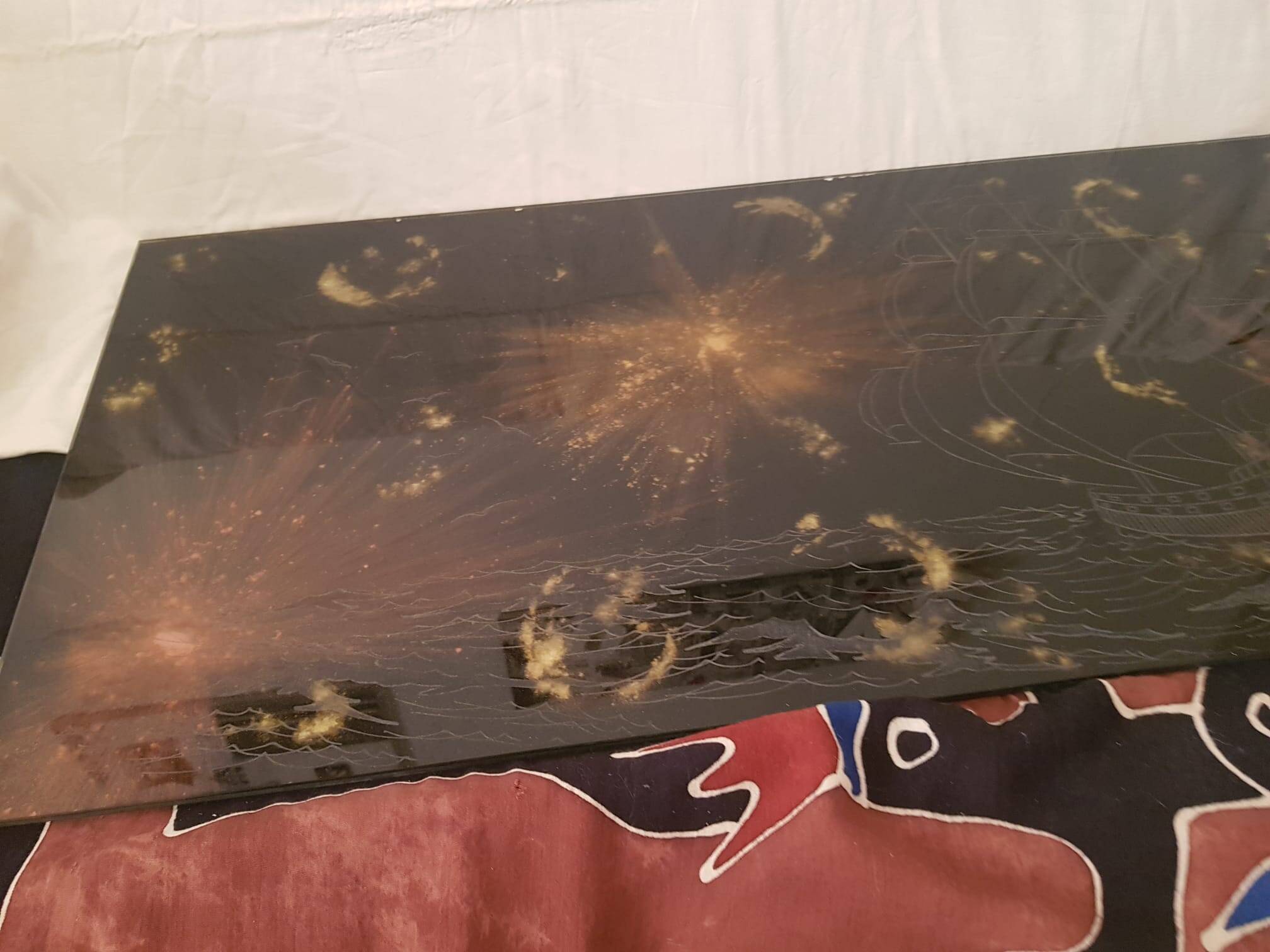 Gold and bronze powder table signed Lasco