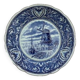 Earthenware Plate from DELFT Netherlands Holland (decor of Boat, Mill..)