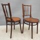 Pair chairs bistrot Thonet pyrograved design 1900 Art Nouveau