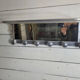 Aluminum wall coat rack with pivoting mirror from the 60s