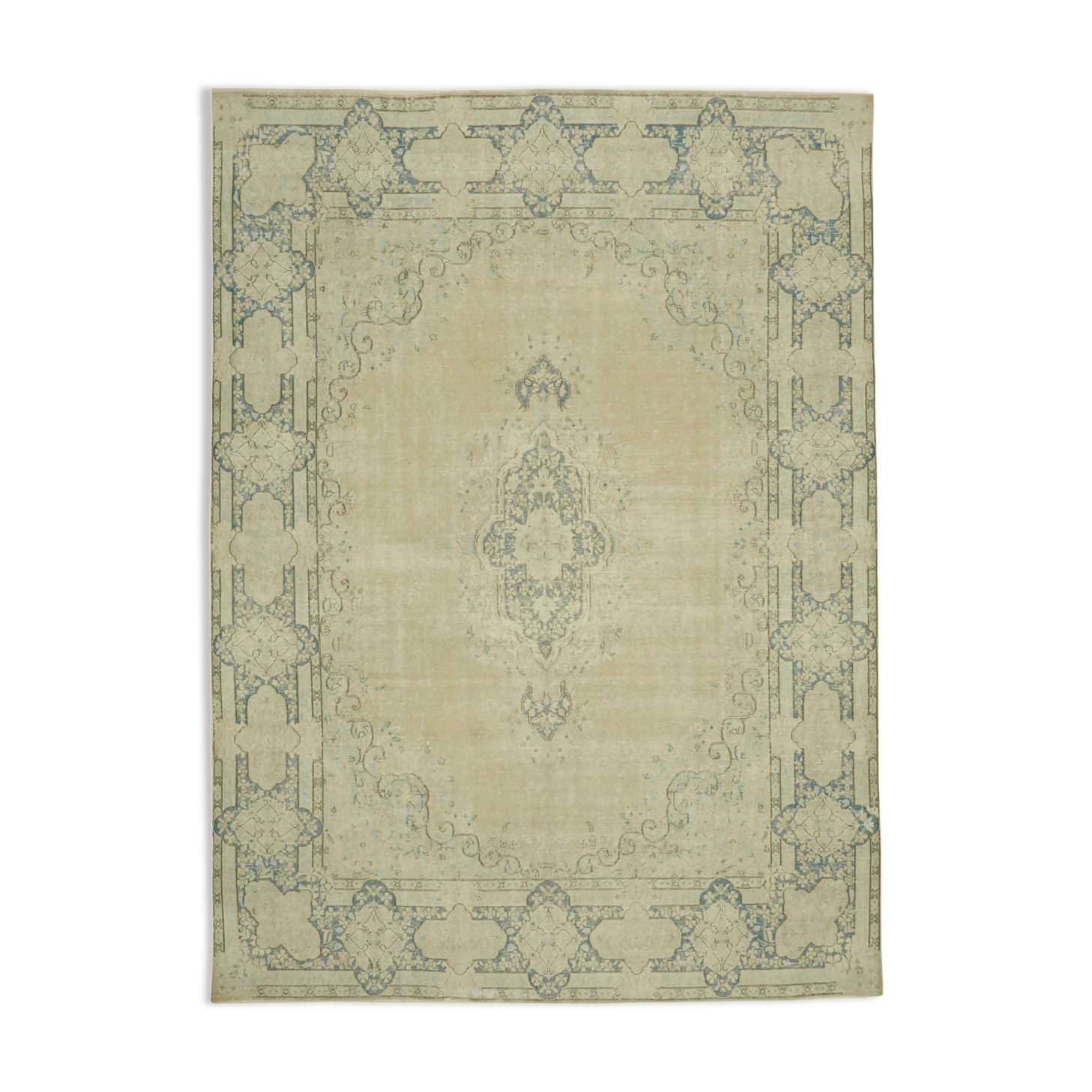 Hand-Knotted Persian Antique 1970s 284 cm x 388 cm Beige Wool Carpet