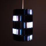 Silver & Blue Facet pendant by Louis Weisdorf for Lyfa, 1960s Denmark