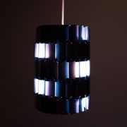 Silver & Blue Facet pendant by Louis Weisdorf for Lyfa, 1960s Denmark