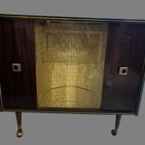 Meuble bar avec vitrines sur roulettes - vintage 60-70