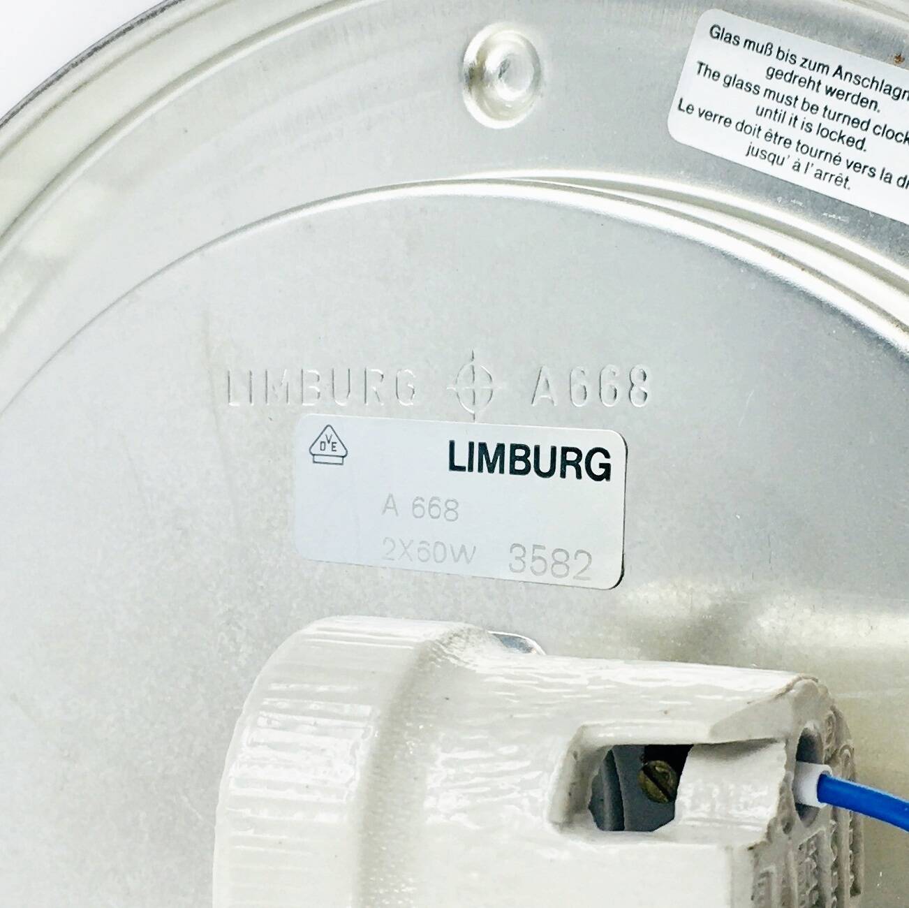 Plafonnier géométrique en verre ambré de Limbourg, Allemagne, années 1970